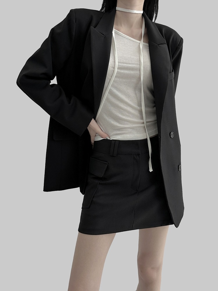 レフ ポケット ミニ スカート (2color)