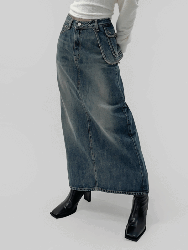 クルーン ポケット デニム ロングスカート (2color)