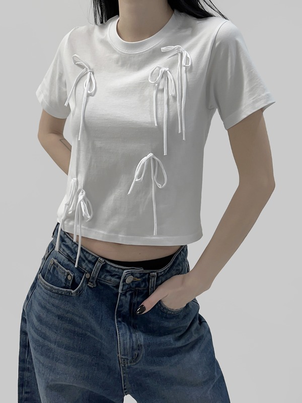 アエット リボン 半袖Tシャツ(2color)